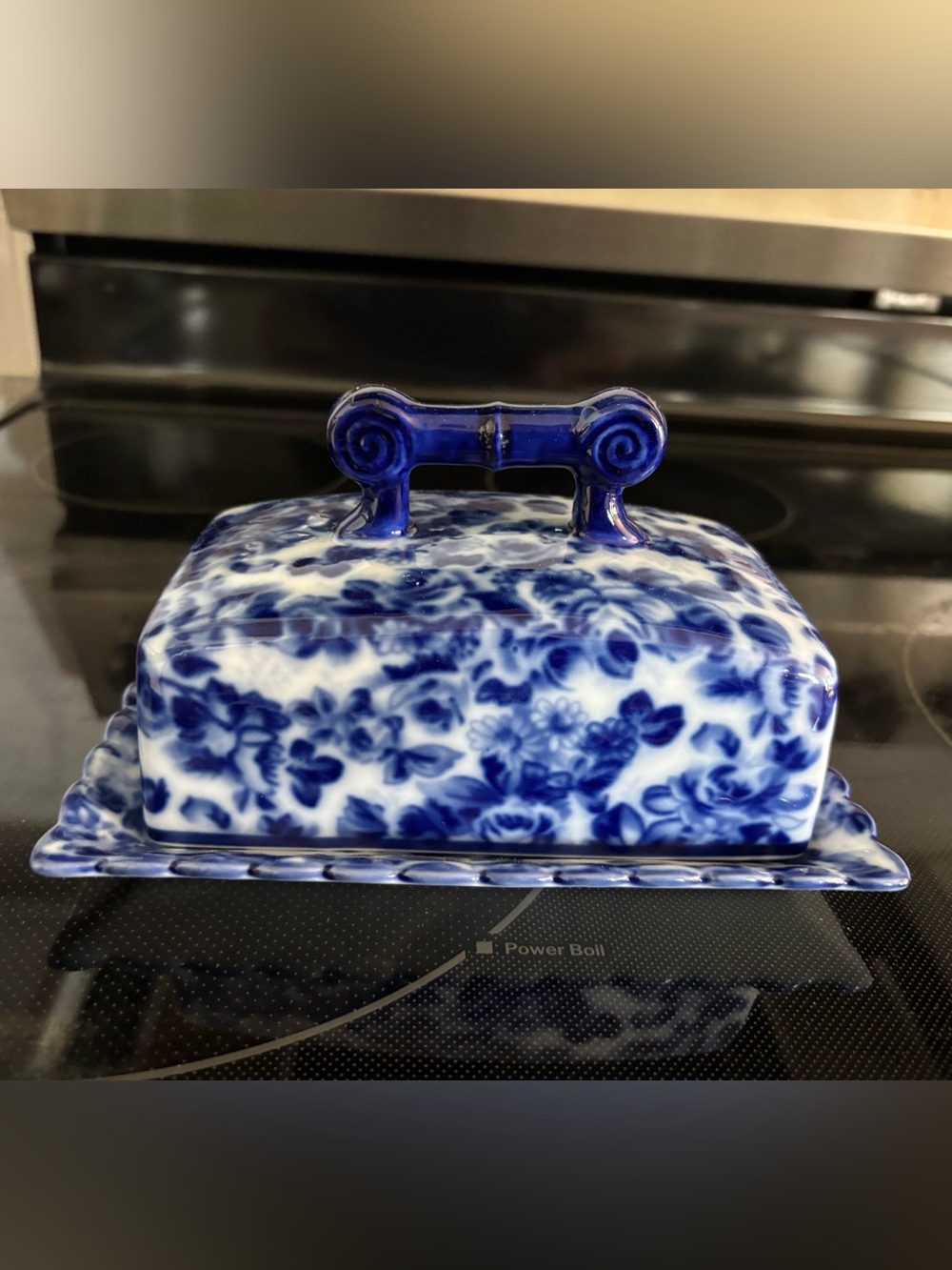 Blue Floral Butter Dish